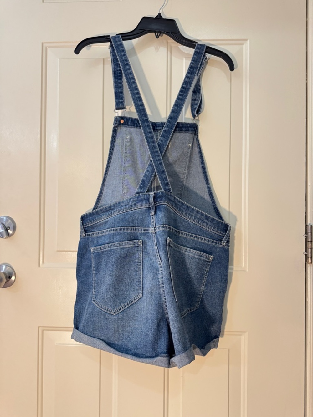 Old Navy Women’s Blue Denim Short Overalls - Size L - Picture 3 of 3